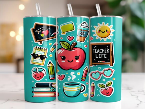 20 Oz Teacher Life Tumbler Wrap PNG