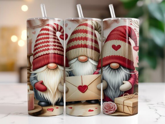 20oz Valentine Gnome Hearts Tumbler Wrap