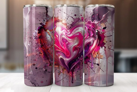 Abstract Pink Heart Tumbler Wrap Design