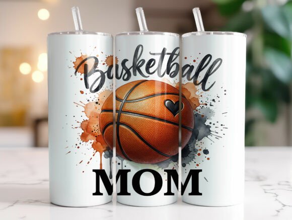 Basketball Mom 20 Oz Tumbler Wrap Design