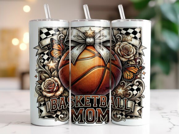 Basketball Mom 20 Oz Tumbler Wrap PNG
