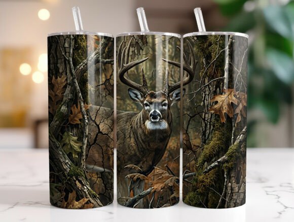 Buck Hunting 20oz Tumbler Wrap Design