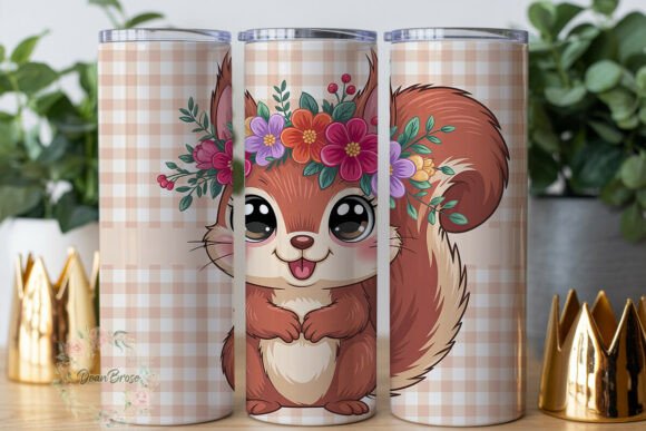 Cute Floral Squirrel 20oz Tumbler Wrap