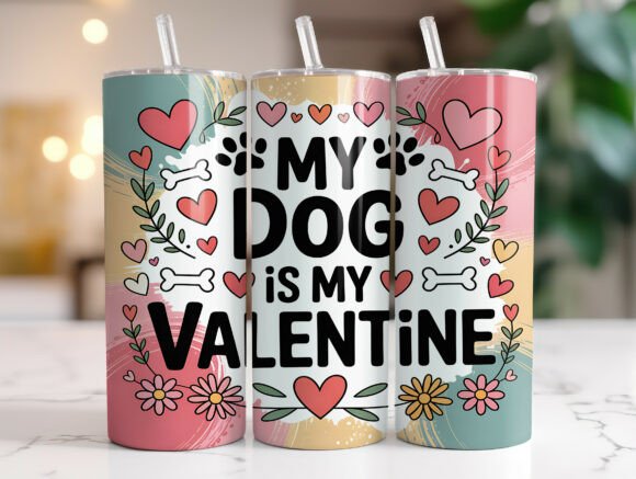 Dog Lover Valentine Hearts Tumbler Wrap