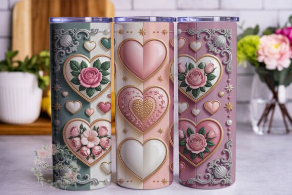 Elegant Rose Hearts 20oz Tumbler Wrap