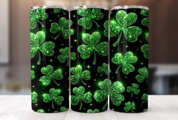 Emerald Glitter Shamrock Tumbler Wrap