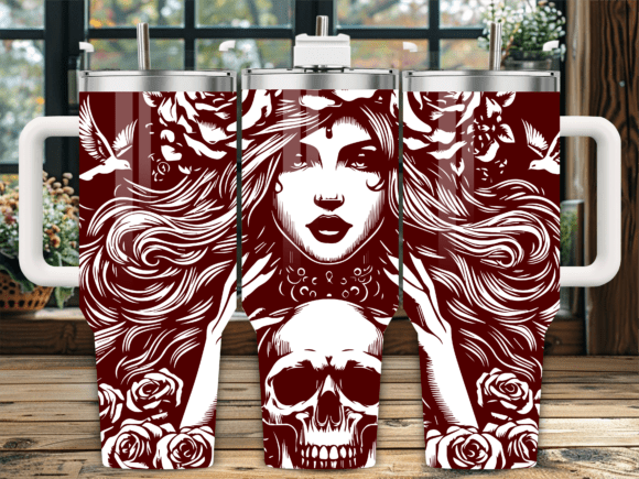 Floral Gothic Skull Girl