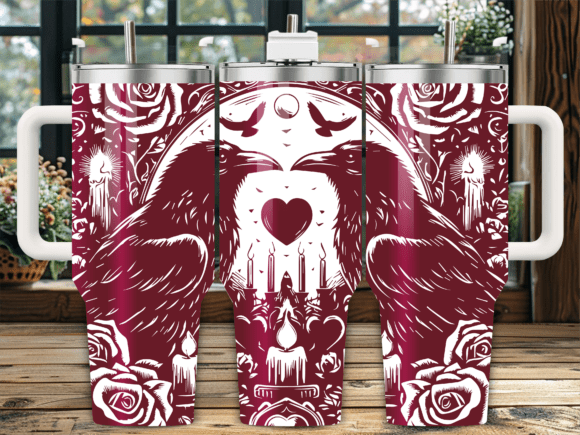 Gothic Crow Heart Floral