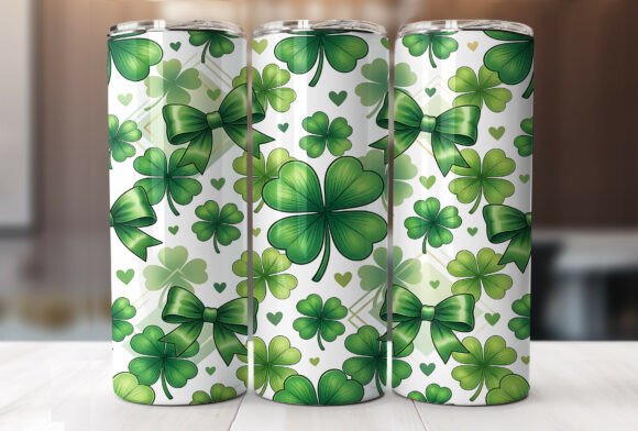 Green Bow Shamrock 20oz Tumbler Wrap