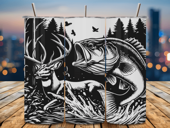 Hunting and Fishing Embroidery Design