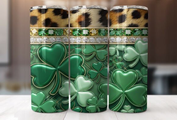 Leopard Shamrock Glam 20oz Tumbler Wrap
