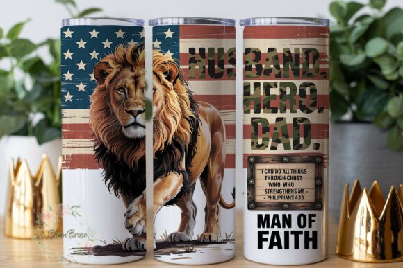 Lion Patriotic Dad 20oz Tumbler Wrap
