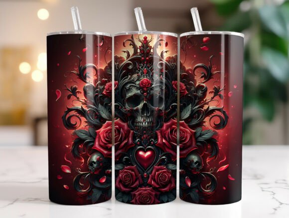 Love Skull Valentine 20oz Tumbler Wrap