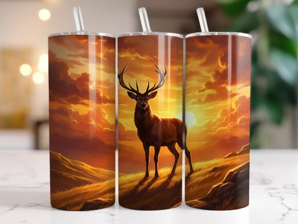 Majestic Deer Sunset Tumbler Sublimation