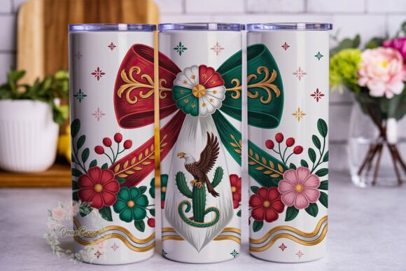 Mexican Flag Bow Floral 20oz Tumbler
