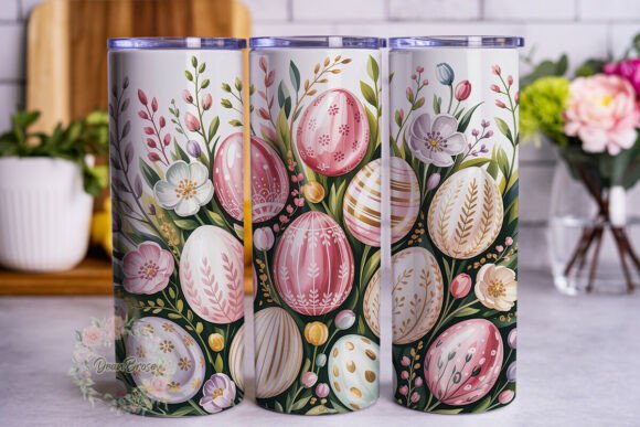 Pastel Easter Eggs Floral Tumbler PNG