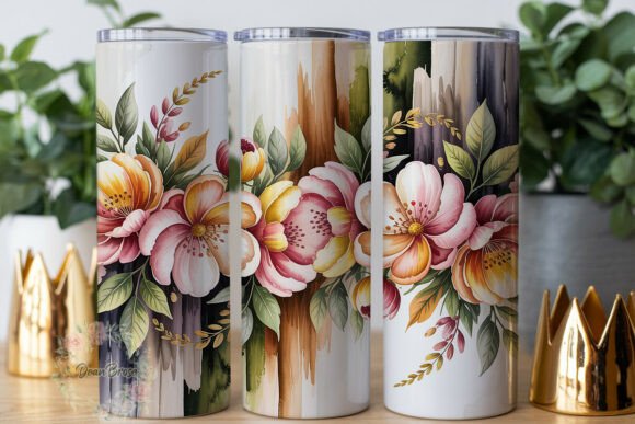 Peach Floral Watercolor 20oz Tumbler