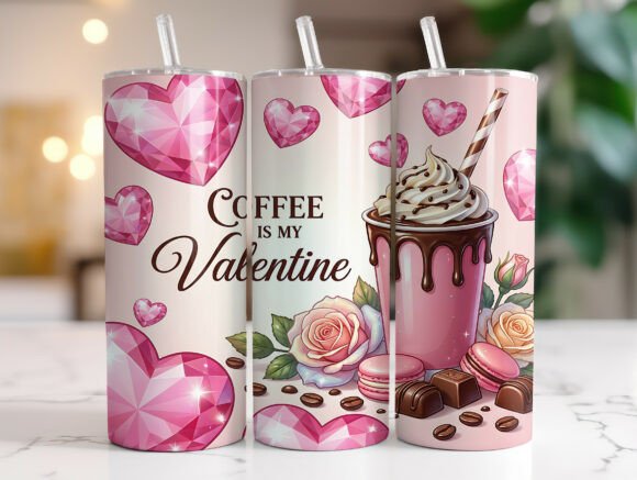 Pink Coffee Lover Valentine Tumbler Wrap