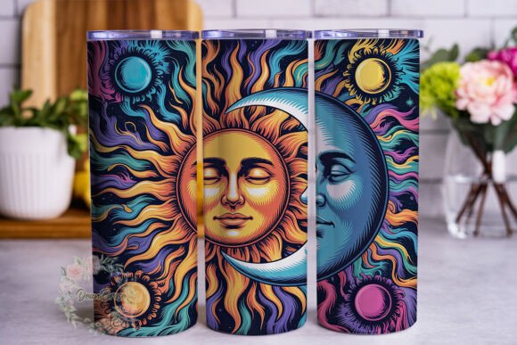 Psychedelic Sun Moon 20oz Tumbler Wrap