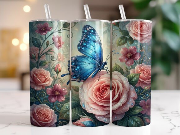 Review: Floral Butterfly Rose Fantasy Tumbler Design