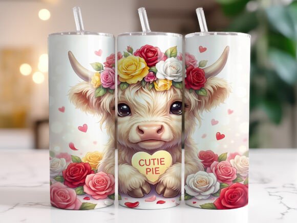 Review: Romantic Highland Cow Rose Heart Tumbler Design