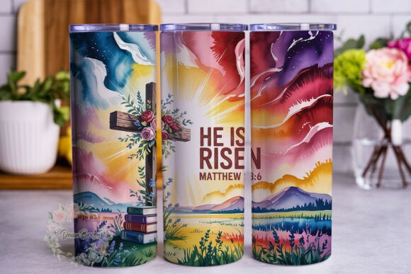 Risen Cross Floral 20oz Tumbler Wrap