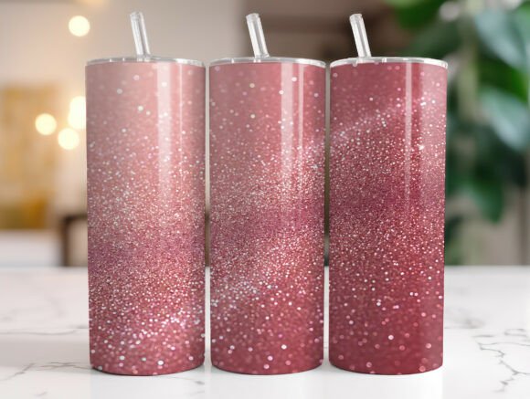 Rose Gold Pink Glitter 20oz Tumbler Wrap