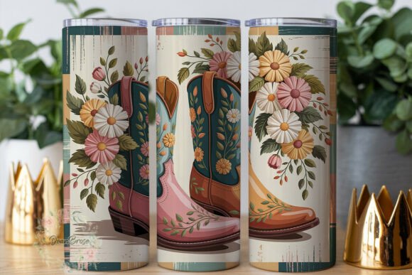 Rustic Floral Cowboy Boots 20oz Tumbler