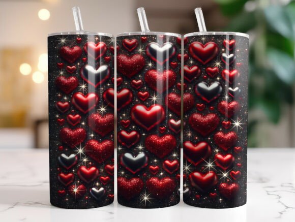 Sparkling Red Heart Valentines Tumbler