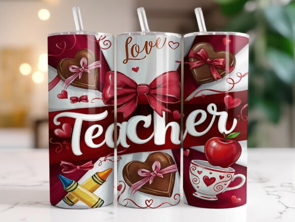 Teacher Valentine 20oz Tumbler Wrap
