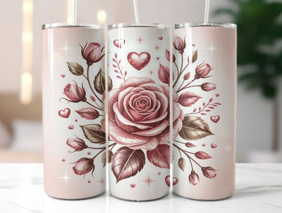 Valentine Rose Floral 20oz Tumbler Wrap