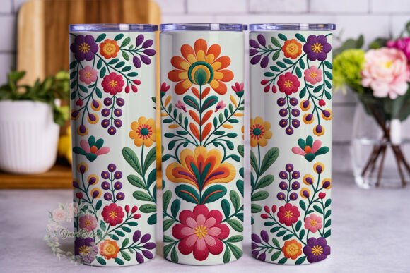 Vibrant Folk Floral 20oz Tumbler Wrap