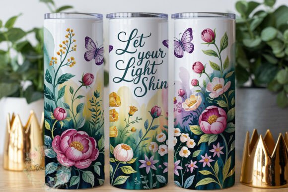 Watercolor Floral Butterfly 20oz Tumbler