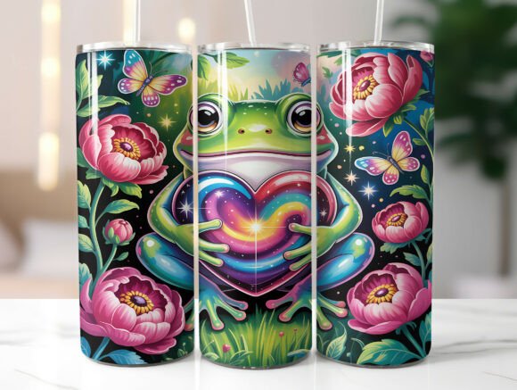 Whimsical Frog Floral Fantasy Tumbler