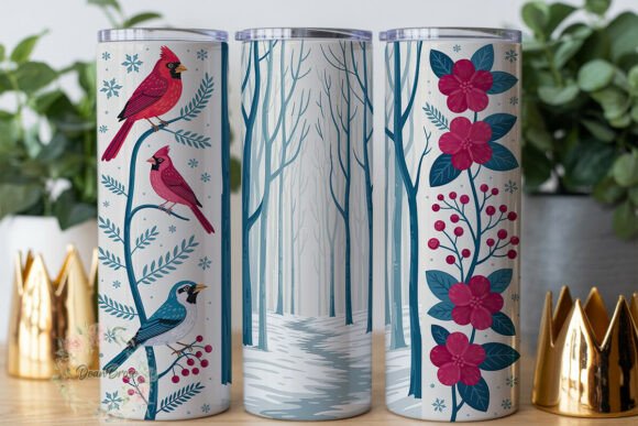 Winter Cardinal Aurora 20oz Tumbler Wrap
