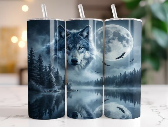 Wolf Moon Forest 20oz Tumbler Wrap